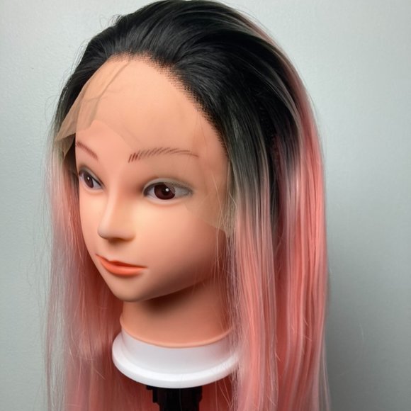 Pink Wig With Black Root Lace Front Wig - Picture 3 of 6